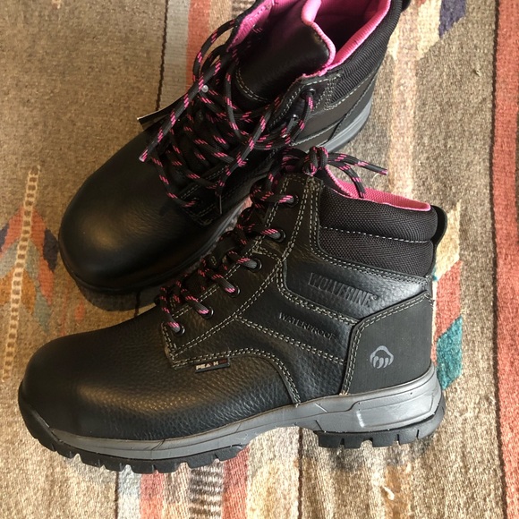 NWT Wolverines Womens Size 8.5 Work Boot Black Leather - Picture 7 of 8